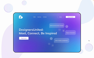 Animation for LP DesignersUnited 3d adobe xd ai animation brand branding event inspiration landing landing page design mockup motion design purple responsive ui user interface