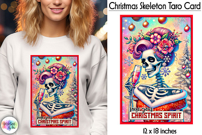 Christmas Skeleton Tarot Card, Raise Your Christmas Spirit 3d animation graphic design logo motion graphics ui