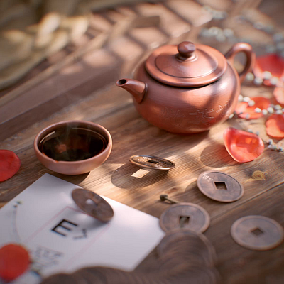 China Vibes 3d 3d design 3d motion animation brown china coins motion design motion graphics motion scene red tea vibes video