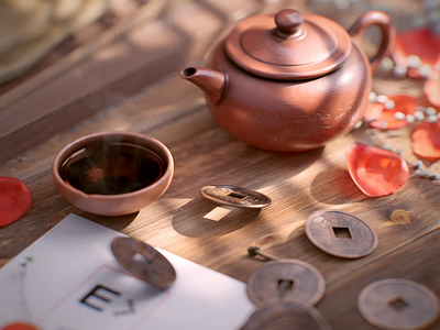 China Vibes 3d 3d design 3d motion animation brown china coins motion design motion graphics motion scene red tea vibes video