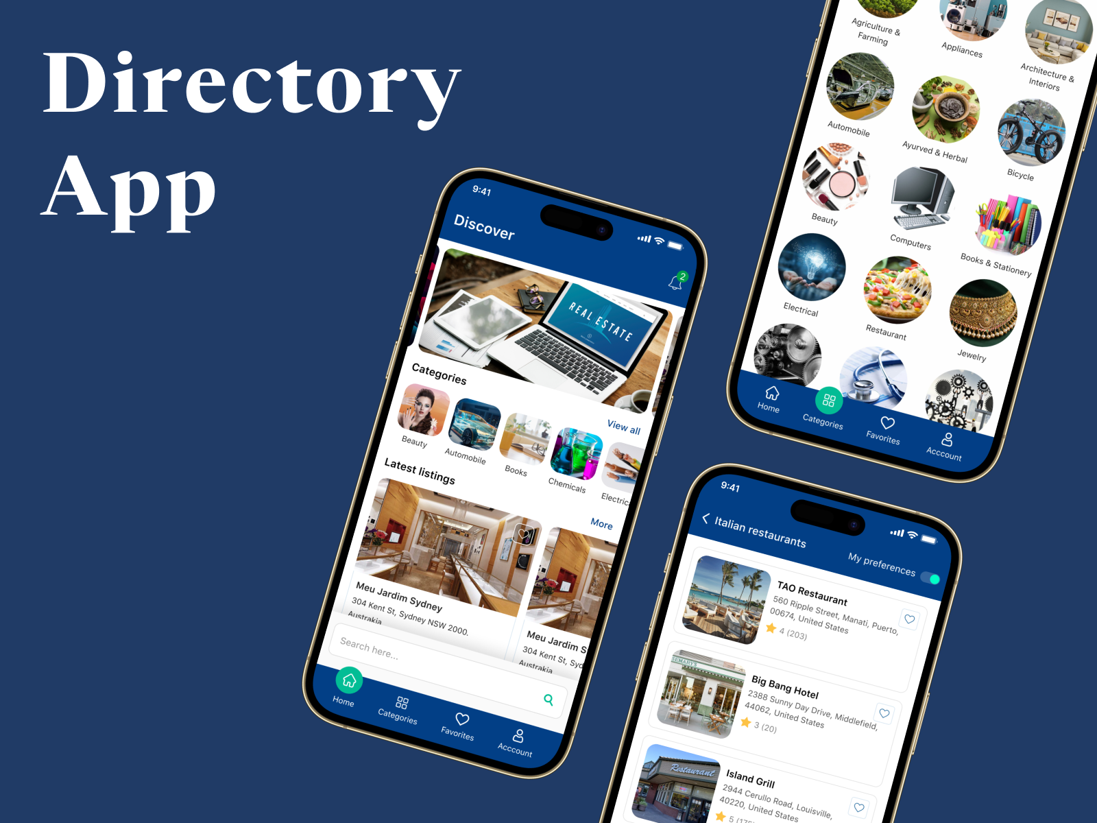 Directory Mobile Application appdesign graphic design ui webdesign