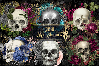 Floral Skull Graphic Elements animation graphic design logo ui