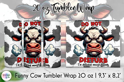 Funny Grumpy Cow Tumbler Wrap, Sarcastic Tumbler Design PNG 3d animation logo motion graphics