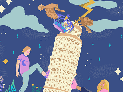 Tarot | 16. La Torre graphic design ilustracion ilustration italia tarot tarot moderno torre de pisa