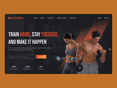 Acecademy - Fitness website fitness gym landing page ui ui animation web design wellness