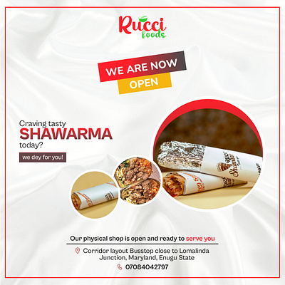 SHOP OPENING SOCIAL MEDIA AD FOR RUCCI FOOD branding content design designs graphic design social media designs