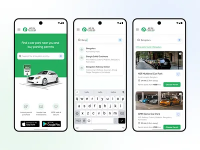 Smart Parking App car parking app mobile app parking app parking slot ui permit app ui ux visual design