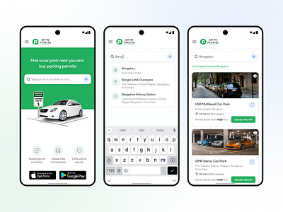 Smart Parking App car parking app mobile app parking app parking slot ui permit app ui ux visual design
