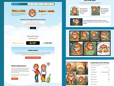 Larry Lion Meme Coin HTM5 & Tailwind CSS Website Template bootstrap crypto crypto token css html html css html template html5 landing page larrylion larrylion memecoin meme coin meme coin website meme token memecoin memecoins tailwind template token website template