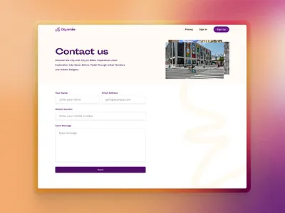 City on Bike/ Contact us page branding design graphic design ui ux website