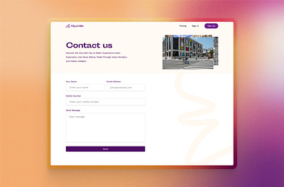 City on Bike/ Contact us page branding design graphic design ui ux website