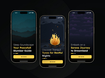 Sleepy - Sleep Soundscape App android app design audioapp branding design illustration logo meditation meditationapp sleep sleepsoundscape ui ui design ui designs ux design ux designs