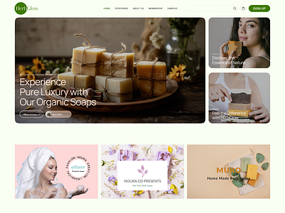 HerbGlow Organic Soap Ecommerce Landing Page beauty beauty care branding design ecommerce figma graphic design healthy herosection interface minimal organic soap ui user interface ux website