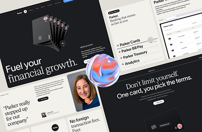 Parker website – Design banking bentobox branding credit card crypto dark ui fintech product design visual design webiste