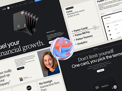 Parker website – Design banking bentobox branding credit card crypto dark ui fintech product design visual design webiste
