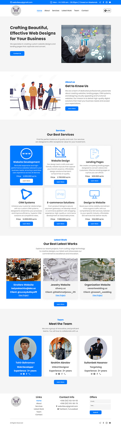 WebVibe.uz Portfolio, Responsive Website figma ui uxui design web design