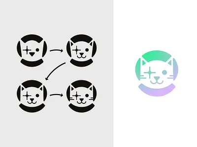 AstroCat astronaut blockchain brand branding cat crypto elegant illustration logo logo design logo designer logodesign logodesigner logotype negative space negativespace nft pet star