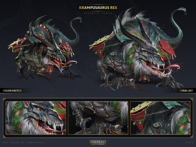 Krampusaurus Rex 2d art cgi character character design concept concept art digital 2d digital art fantasy game game art game of heroes gamepack illustration legendary mobile games