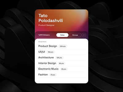 Profile Card account card design minimal polodashvili profile tato ui ux