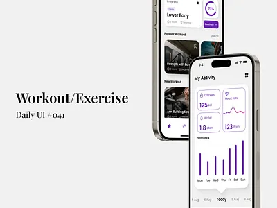 Workout/Exercises - Daily UI #041 daily ui exercises figma mobile app design ui ui design uiux uiux design workout