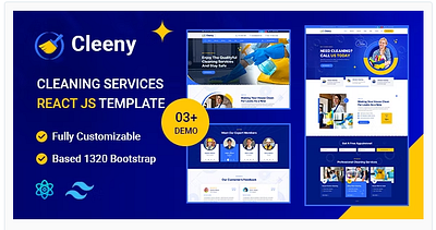 Cleaning Services & Repair Company React Tailwind Template animation branding business clean cleaning design graphic design illustration ui vector