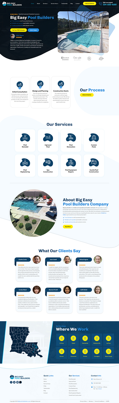 *BIG*EASY* POOL* BUILDERS animation css graphic design html jquery php wordpress