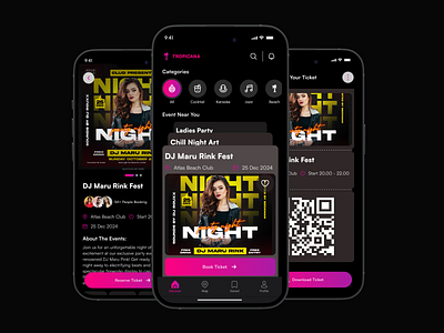 Night Clubs Mobile Apps - Events / Festival apps dark mode design dj dj events interface ios ios apps minimalistic mobile mobile apps mobile apps design mobile designer modern night club night club apps night club event simplistic ui ux designer