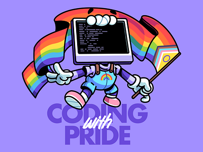 Coding With 🏳️🌈 brazil character coding color fun illustration pride thunder rockets vector