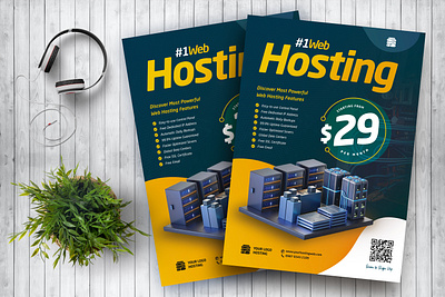 Web Hosting Flyer Template design flyer flyer design graphic design hosting print design print template web web hosting flyer