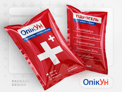 Hydrogel Package Design branding burn design firstaid graphic design hydrogel medical package print red vector