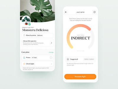 Light Meter App Concept app ui appdesign branding design illustration list logo plant plantcare progress ui uikit uiux