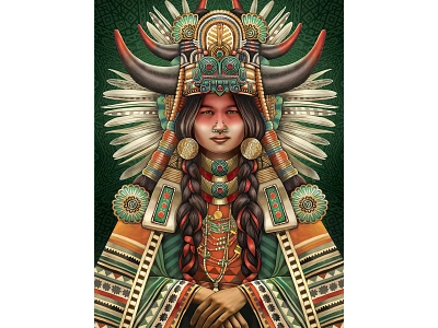 American Madonna brush culture digitalart digitalpainting feathers headdress illustration madonna muti photoshop portrait wacomart woman