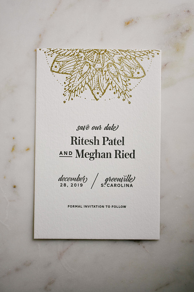 Typographic Letter-Pressed Save the Date letter pressed print design save the date typography