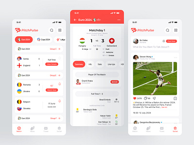 PitchPulse UI Design Apps android app app design apps brand brand guide branding design figma fitness football graphic design ios minimalist responsive ui ui design uiux user experience user interface