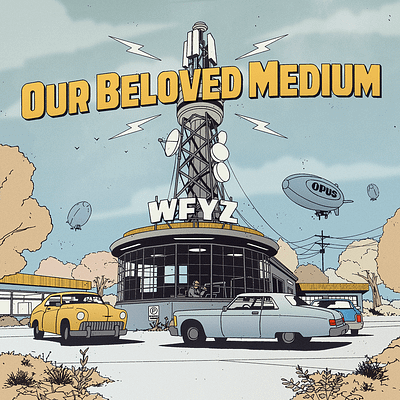 Our Beloved Medium car illustration podcast radio station