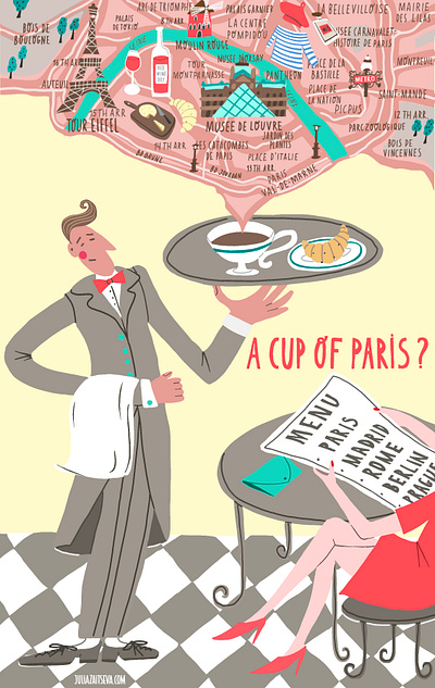 Illustrated map of Paris advertising branding character character design city cityguide citymap madrid map mapdesign maps navigation paris rome tourism travel