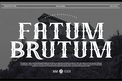 Fatum Brutum - Modern Blackletter blackletter branding design digital asset fatum brutum font font asset font preview gothic font graphic design illustration logo poster silhouette font typography ui