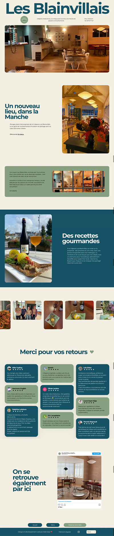 Les Blainvillais - Restaurant branding design graphic design typography ui ux webdesign