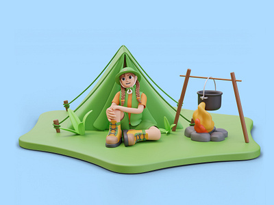 3D Character - Camper Girl 3d 3d modeling blender camping character illustration character modeling girl hiking illustration tourism vacation