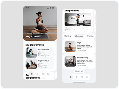 Fitness app app interface clean ui fitness app ios design minimalism minimalistic interface mobile mobile app mobile design mobile interface slimming app sport app ui uiux user experience user interface ux weight loss app womens app yoga app