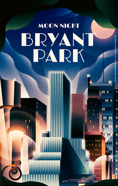 My Bryant Park architecture art deco bryant park cityscape george okeeffe illustration moonnight newyork