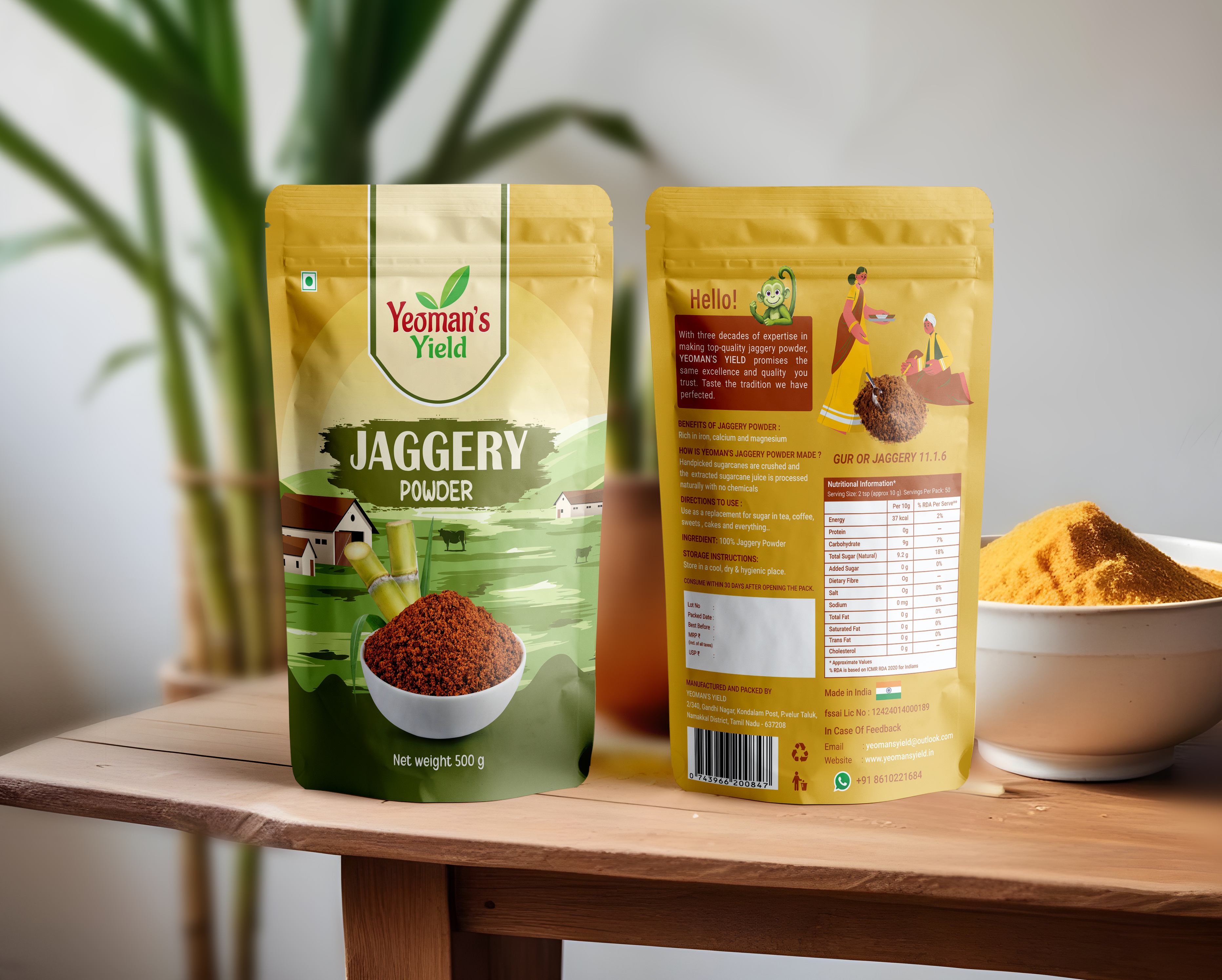Organic Jaggery Stand up Pouch Packaging Design branding food bag design fruit pouch graphic design jaggery jaggery packaging jaggery pouch jaggery powder label design mockup design package packaging design pouch design pouch mockup product product packaging snack stand up pouch