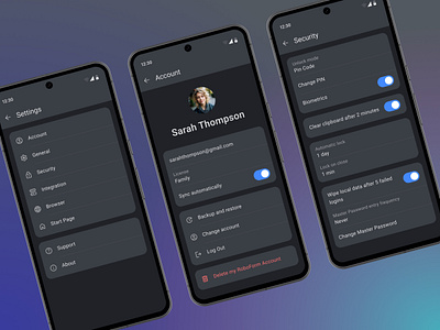 RoboForm for Android - Settings android app clean dark dark theme minimal minimalistic mobile password manager roboform ui ux