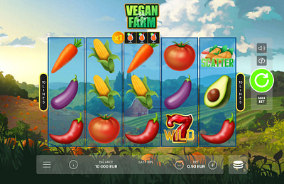 Vegan Farm - slot game design app branding casino casino game design gambling game art game design game ui graphic design illustration logo motion graphics slot game slots typography ui ui design ux vector