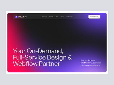 Designflow Membership Landing Page Hero Design agency agency website design design agency digital agency gradient header hero section landing page landing page design membership navbar ui ui design ux web web design webflow website website design