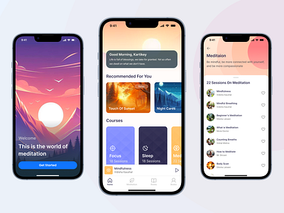 Meditation App UI Design app app design design system designer figma figma design meditation app mobile mobile design product design ui ui desgin uiux design ux ux design ux ui design