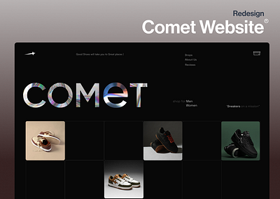 Comet Sneakers Website 3d aesthetic animation branding minimalism shoe sneakers ui