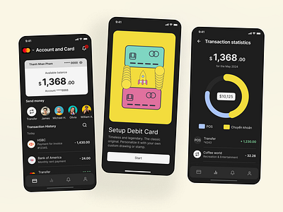 OSea Banking - Finance Mobile App - UI KIT banking mobile app chart mobile illustration mobile app template wallet ui kit workflow