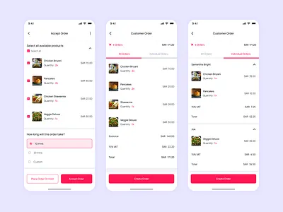 Accepting An Order - Mobile App accept order app design create order food app mobile design order process orders ui ux