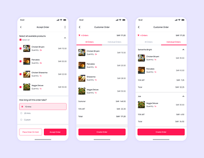 Accepting An Order - Mobile App accept order app design create order food app mobile design order process orders ui ux